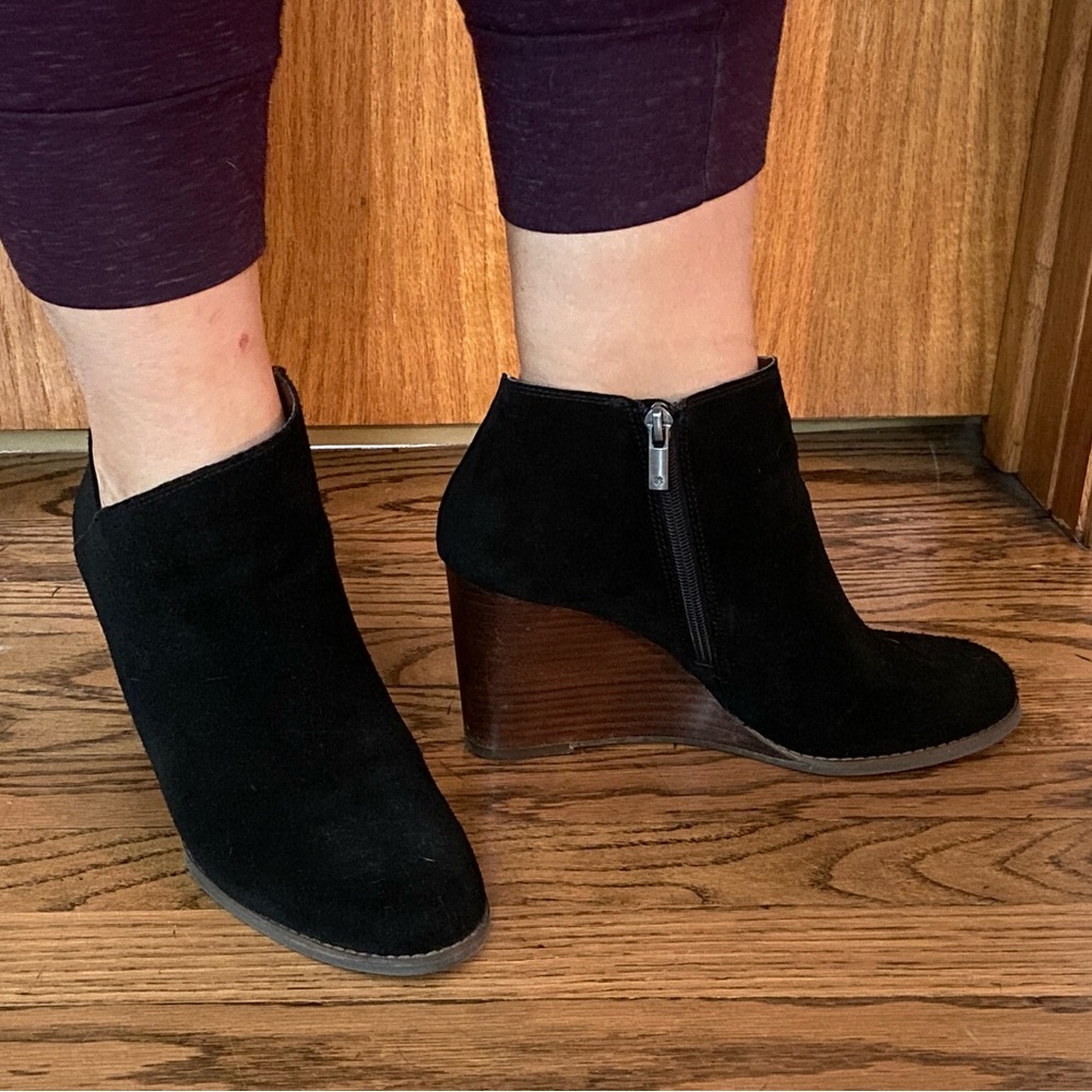 Lucky Brand Black Suede Ankle Boots